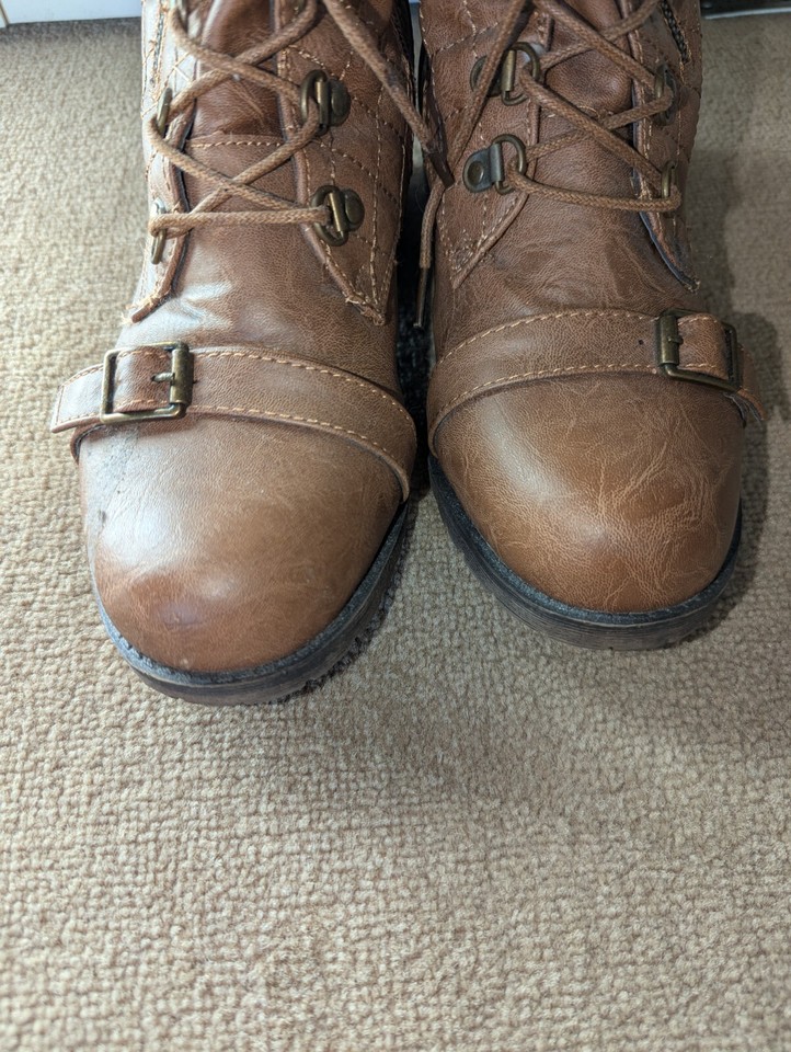 Women's Lace up Buckle Combat Mid Ankle Pocket Buckle Strap size 8 eBay