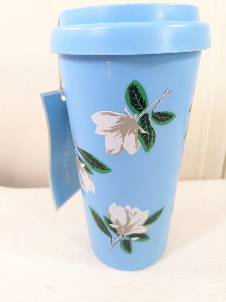 Nueva Taza de Viaje Draper James Magnolia Azul Taza Aislada con Tapa 16 fl oz Plástico Foto 4 de 4