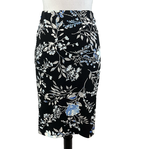 Kasper Skirt size 12 Black Blue Floral Straight Pencil Knee Wedding Career Suit