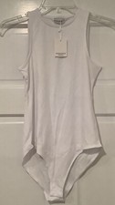 MANGOPOP Sleeveless White Bodysuit Crewneck Women's Size Small, NEW.