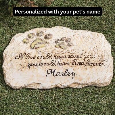 PERSONALIZED Dog Cat Pet Paw Print Memorial Grave Marker Garden Stepping Stone