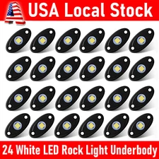 24PCS White LED Rock Light Pods Underbody Glow Lamp Offroad SUV Pickup Truck UTV