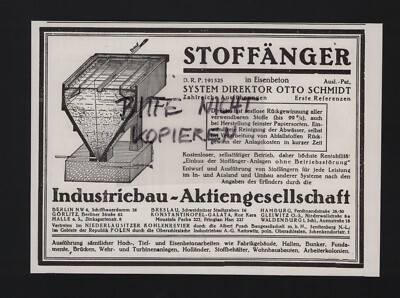 BERLIN, Werbung 1926, Industriebau AG Stoffänger