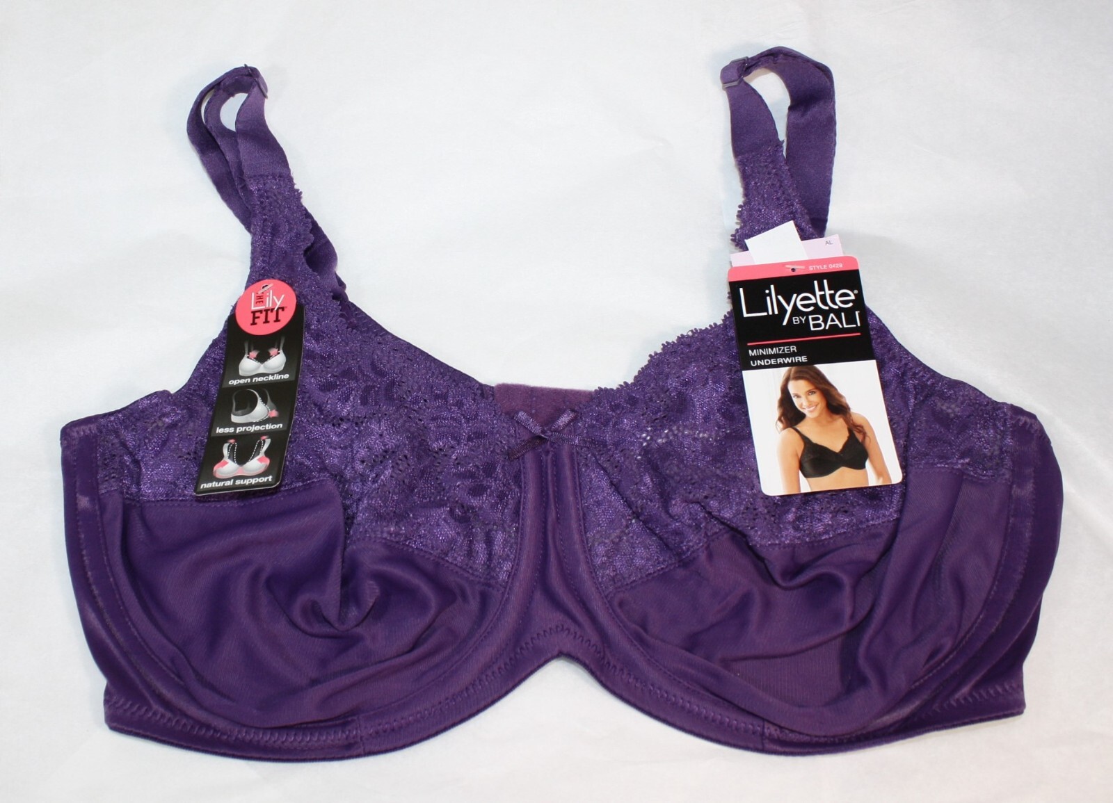 NWT LILYETTE by BALI MINIMIZER underwire BRA 0428 in PURPLE the lily fit eBay