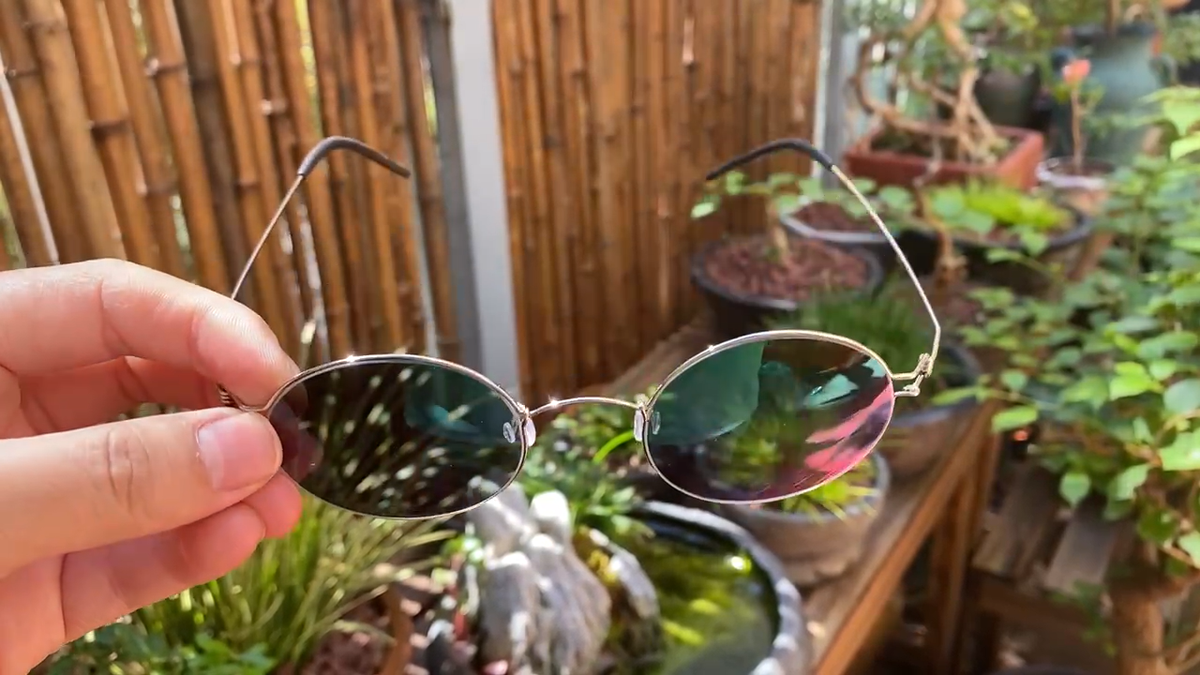 Retro Round mirror green polarized sunglasses men display picture 2