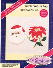 Punch Needle Embroidery Kit:  Clarke's Santa Poinsettia Yarn Starter Kit YS176