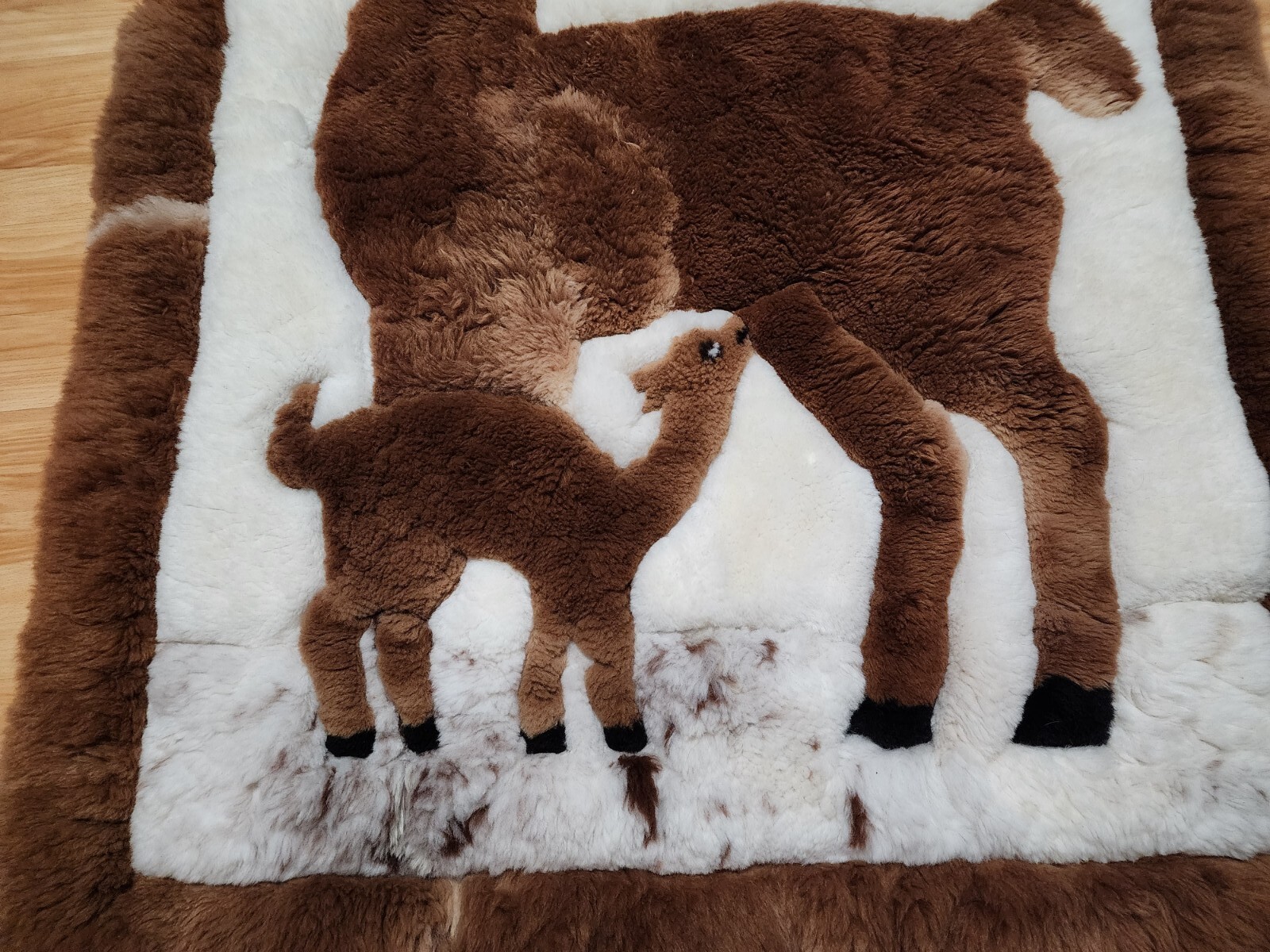 Llama Alpaca Fur Wall Hanging Rug Peru Tapestry Patchwork Hide 58