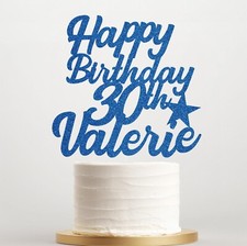 Happy Birthday Glitter Cake Topper, Personalised Any Name & Age, 12th-30th