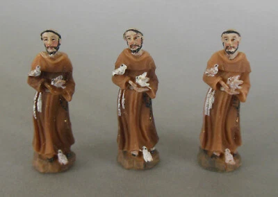 DEKOPROJEKT Heiliger Franziskus 3 Stück 4 cm hoch Klosterarbeit Franz von Assisi