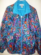 Women's Lavon Petites vtg 90's multi-color print lined jacket windbreaker size L