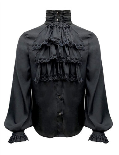Mens Pirate Shirt Vampire Renaissance Victorian Medieval Gothic Shirt - Photo 1 sur 6