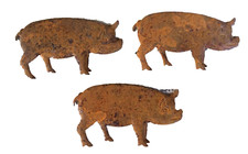 Set/12 Primitive Rusty Tin PIG HOG Cutouts Cutout 2 1/4" W Country Farmhouse