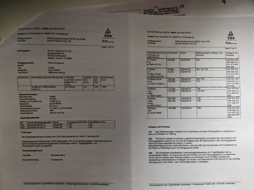 Mercedes Benz Felgen Sommerreifen 245/40R18 Autec 8,5x18 ET42 Dunlop SP Sport 01 - Bild 2 von 2