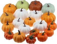 20 Pcs Artificial Pumpkins Set Assorted Size for Fall Harvest Party Decor