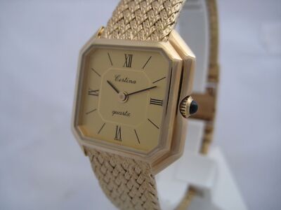 NOS NEW QUARTZ SWISS ELEGANT GOLD PLATED CERTINA