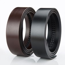 Fashion Men Automatic Buckle Belt Strap Real Genuine Cowhide Leather No Buckle