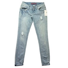 Bongo Jeans Girls 1 Juniors Blue Stretch Denim Rollcuff Skinny Y2K VTG Pants NWT