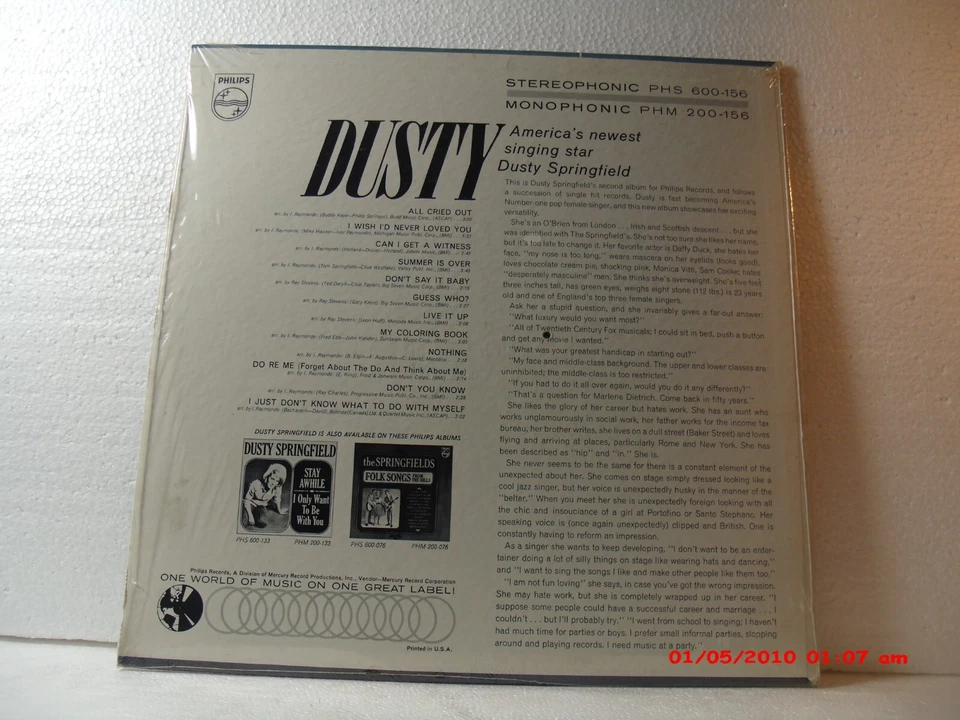 DUSTY SPRINGFIELD -(LP)- DUSTY - WITH - "MY COLORING BOOK" - PHILIPS MONO- 1964 - Image 2 of 4