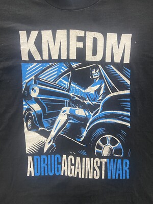 Vintage 90s KMFDM A Drug Against War Band T-Shirt Men's Size XL
