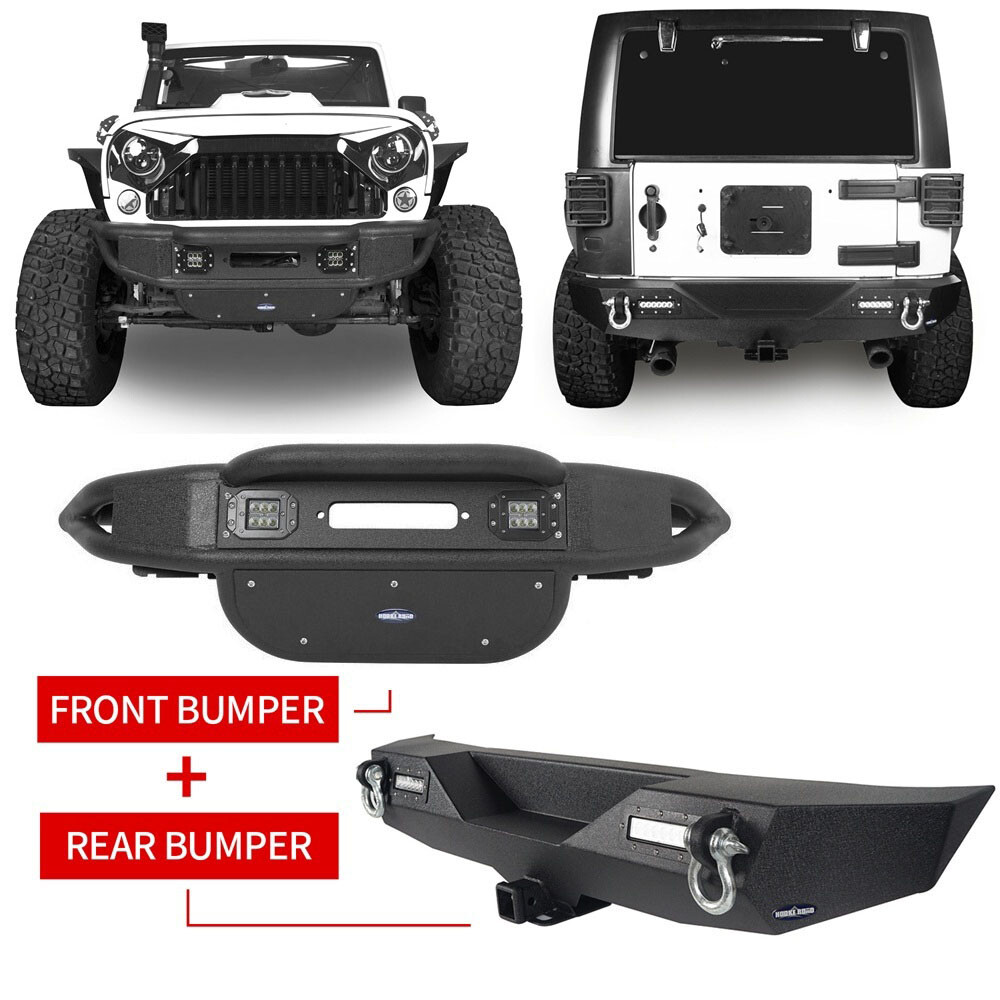 LOTUS Stubby Front + Rear Bumper w/ D-rings for Jeep Wrangler JK/JKU 2007-2018