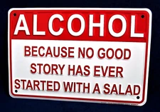 ALCOHOL Better Than Salad *US MADE* Embossed Sign Man Cave Garage Bar Wall Decor