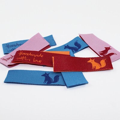 Webetiketten Fuchs, handmade with love, Einnäher, Label, Blaubeerstern