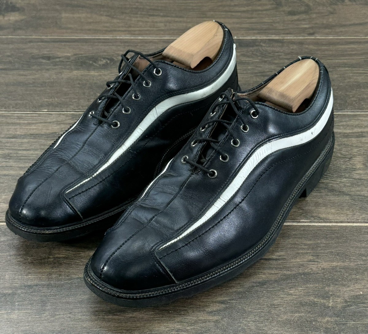 Footjoy Icon Golf Shoes Mens 12 M Black White Striped Split Opti