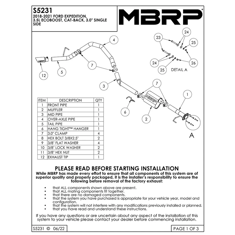 MBRP S5231AL Steel Cat Back Exhaust for 2018-2021 Ford Expedition 3.5L EcoBoost - Image 3 of 4