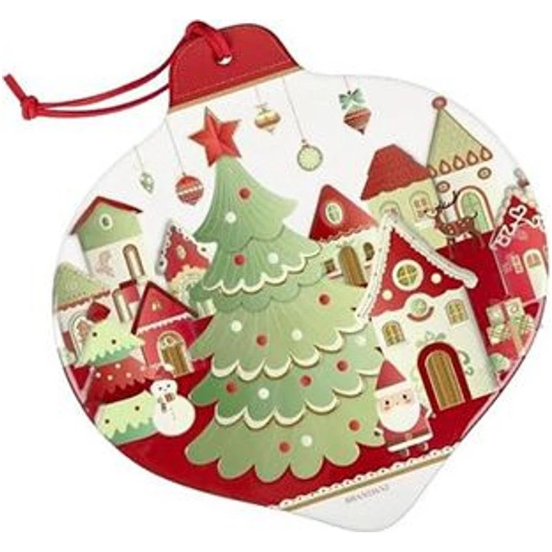 Sottopentola Natale Goccia Ceramica Sughero BRANDANI Villaggio in Festa 20x21 cm