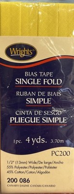 Wrights ~ (PC200-086) - Single Fold Bias Tape - Canary, 4yd