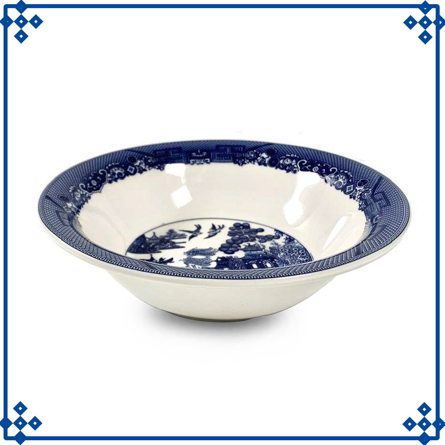 Blue Willow Salad Bowl 24cm Vegetable Dish Ceramic Tableware Antique Oriental