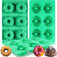 3Pcs Silicone Bundt Cake Pan Non-stick Mix Mini Baking Mold for Cupcake