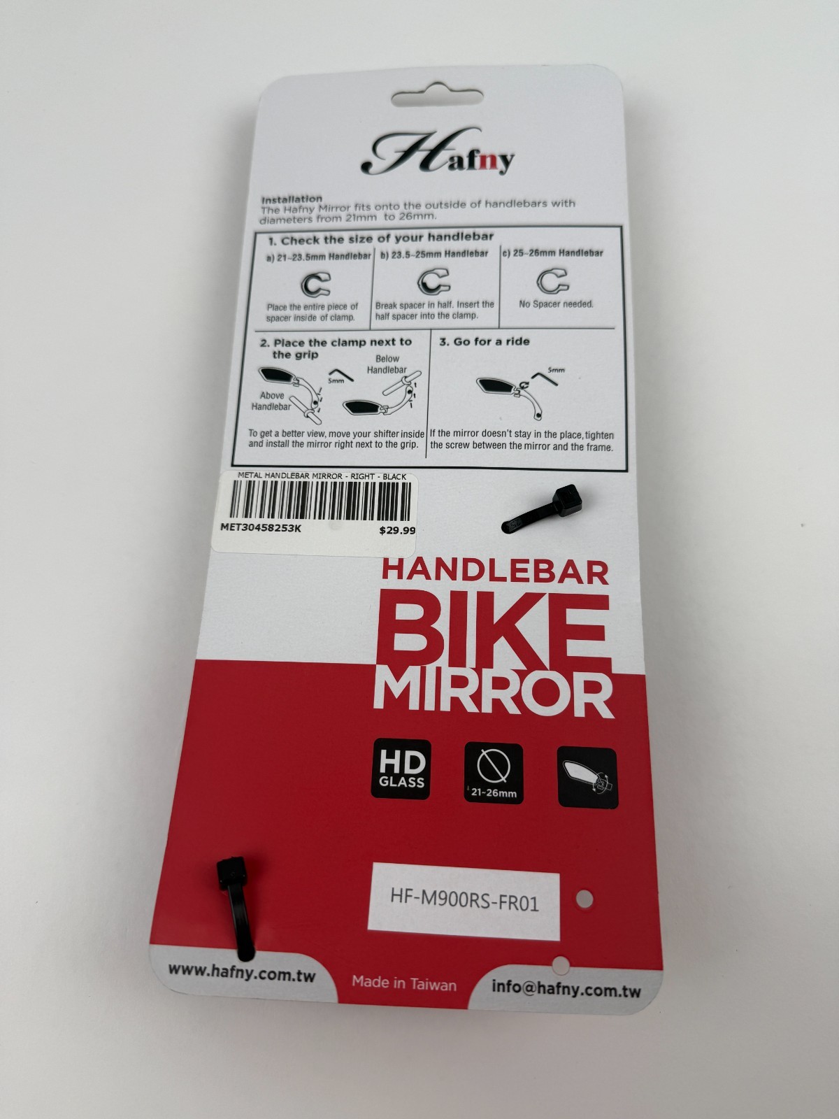 Hafny Metal Handlebar Mirror RIGHT SIDE Black