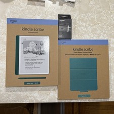 (READ) Kindle Scribe Bundle, Jade 64GB with Pen, Plant Leather Case, Charger