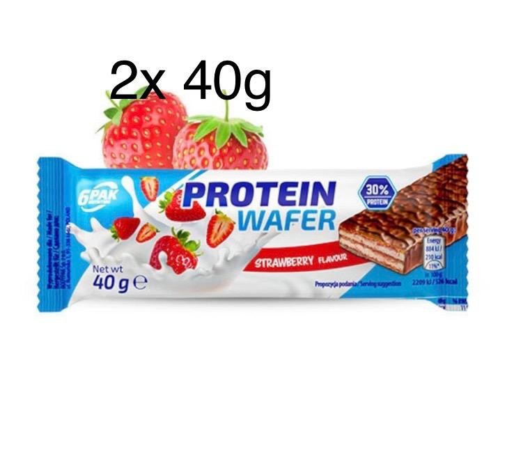 2 x 40g - 6PAK Nutrition Protein Wafer (Protein Wafer 12g PROTEIN) Strawberry