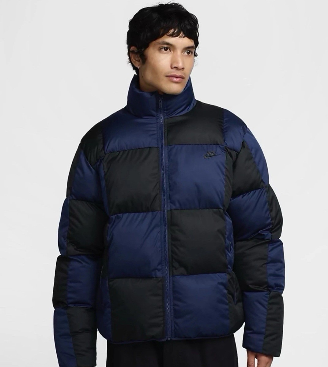 Men M Nike Checkered Puffer Jacket Therma-Fit Full Zip New FZ0865