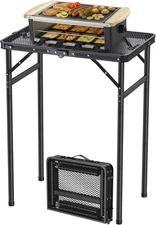 Folding Grill Table for Outside(23''X16''), Max Height 29.4'' Portable Camping T