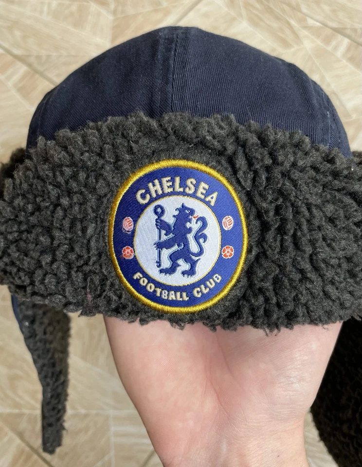 Chelsea FC Winter Trapper Hat Ushanka Sherpa Lined Navy Embroidered Logo 58cm - Image 3 of 4