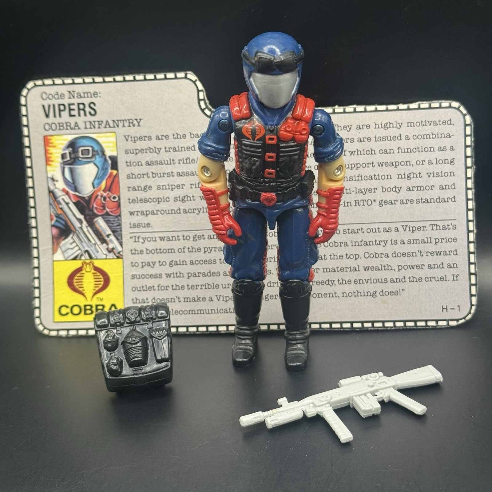 GI Joe 1986 Cobra Vipers 100% Complete Vintage ARAH Action Figure with File Card