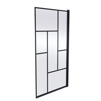 Balterley Abstract Square 6mm Safety Glass Reversible Shower Bath Screen - Black