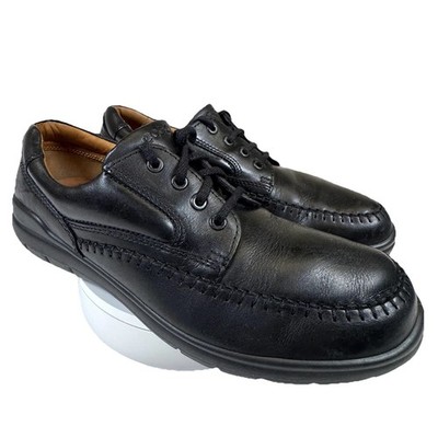 Ecco Shoes Mens Size 11.5 Black Leather Lace Up Casual Comfort Walking Sneakers
