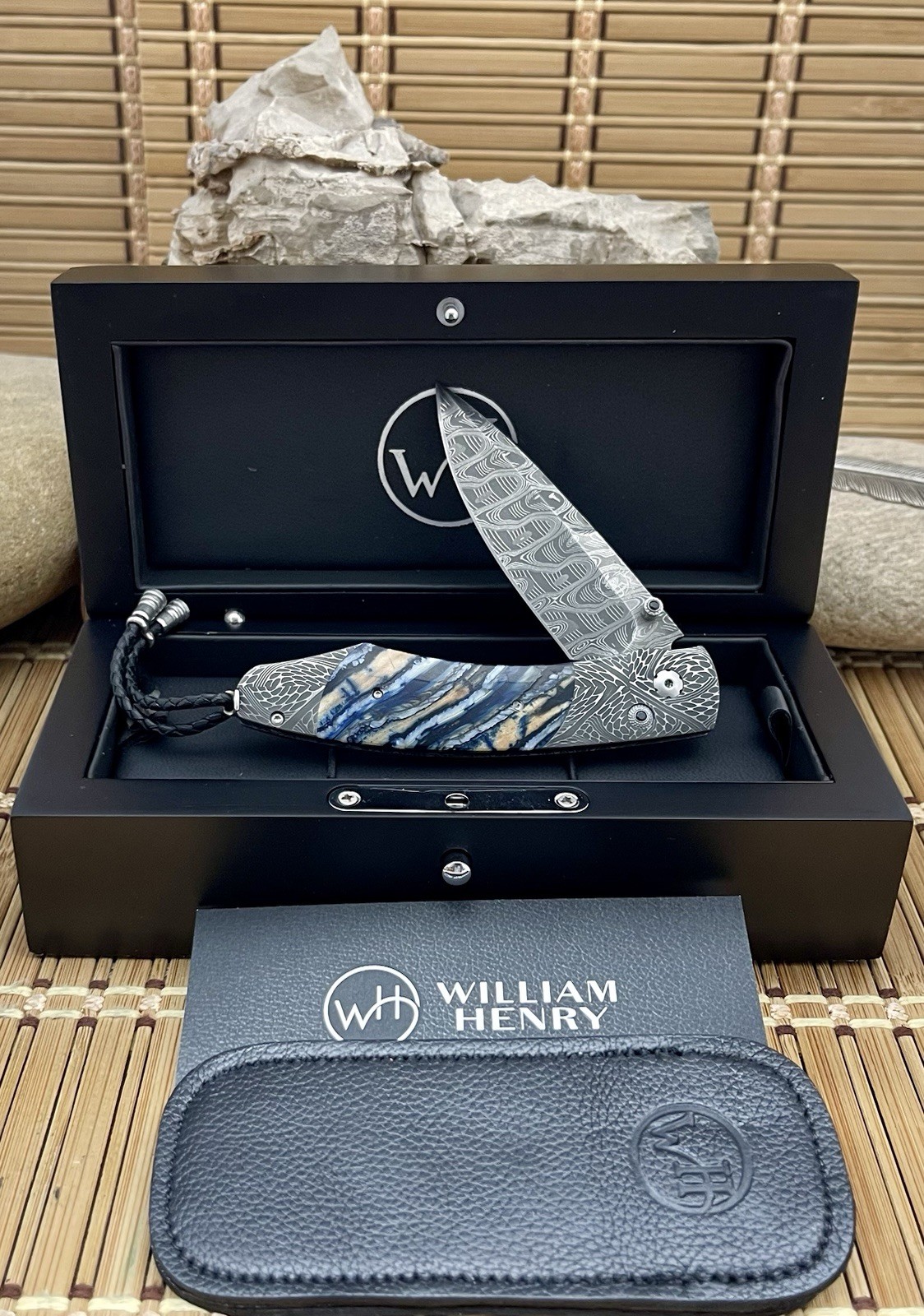 William Henry USA Blue Fossil “Mind Melt” Damascus B12 ARCTIC Knife 1/100
