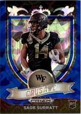 2021 Panini Prizm Draft Picks Prizms Blue Ice #177 Sage Surratt C /99 - FB