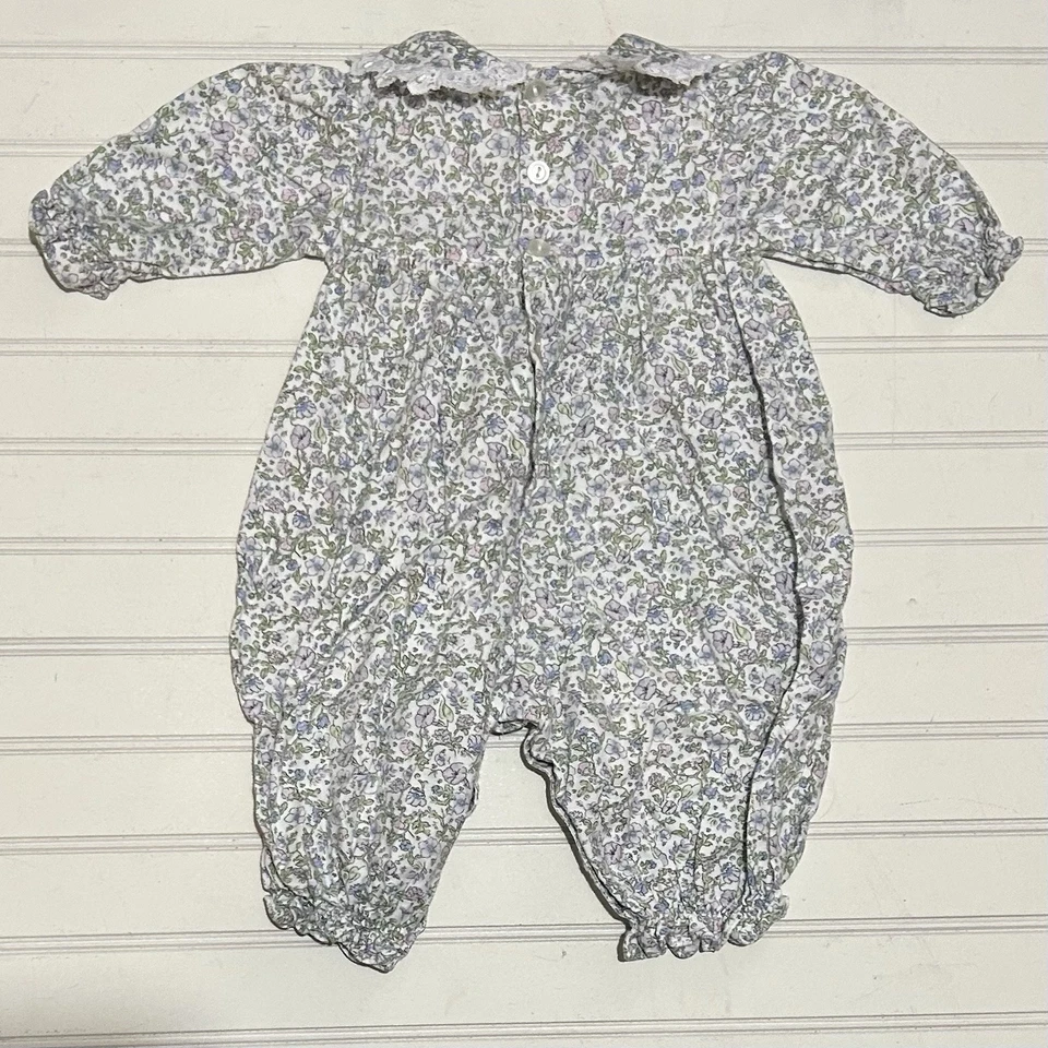 BT Kids Baby Smocked Outfit 3-6 Months White Colorful Floral Lace Trim Casual - Image 2 of 4