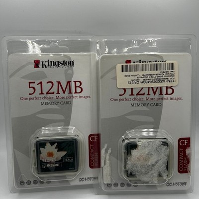 Lot of 2 Kingston 512MB CompactFlash Memory Cards CF/512 Type I New Sealed