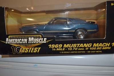 ERTL American Muscle ''10 Fastest'' Series 1969 Ford Mustang Mach 1 Blue 1:18