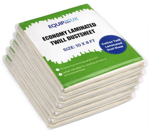 10 x Laminated Cotton Dust Sheets for Painting & Decorating 10ftx8ft (3.1Mx2.4M)