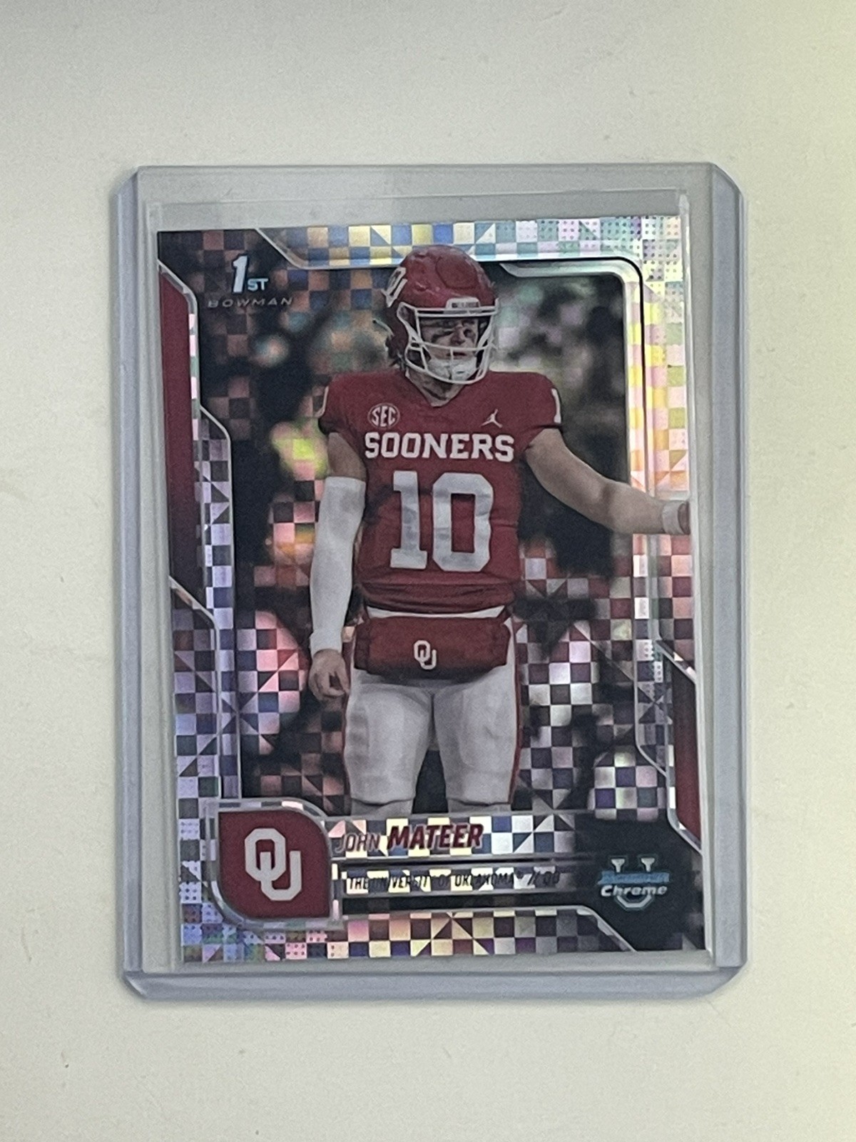 2025 Bowman Chrome University John Mateer 1st X-Fractor Refractor #1 Oklahoma