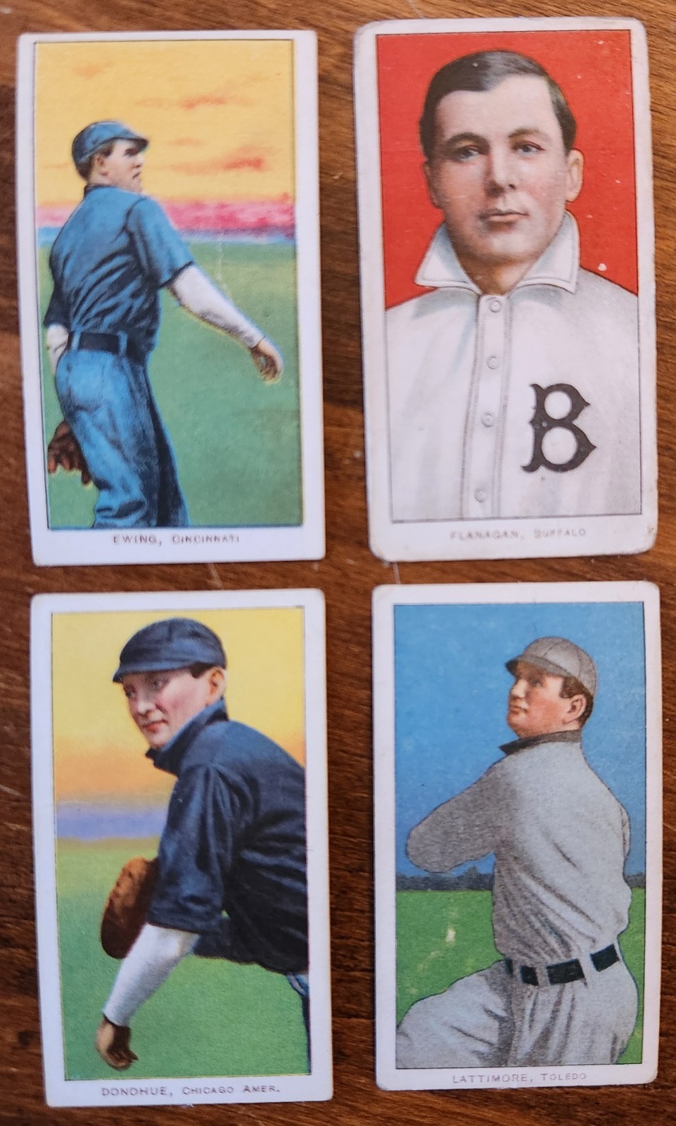 1909-11 T206 Sweet Caporal Lot of 4 Ewing Flanagan Donohue Lattimore GD-PR