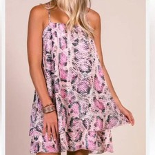 Show Me Your Mumu Pink Python Snakeskin Christie Dress XS